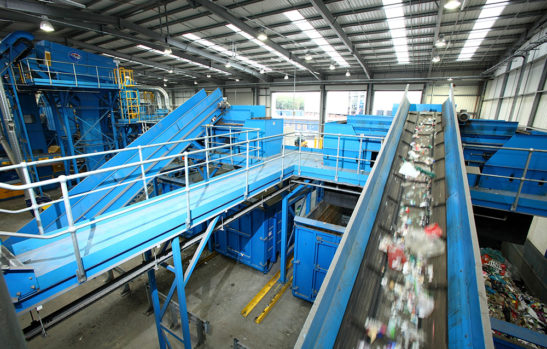 mixed waste at a recycling centre