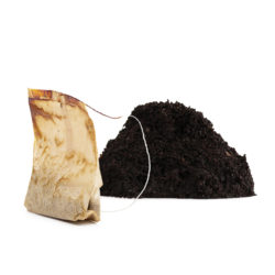 Teabags and coffee grounds