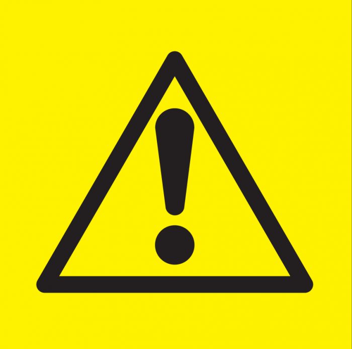 Yellow triangle warning sign