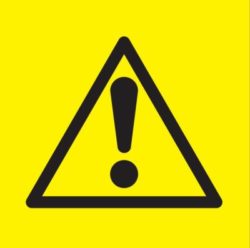 Yellow triangle warning sign