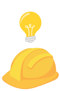 builder's hat with a bulb icon above it