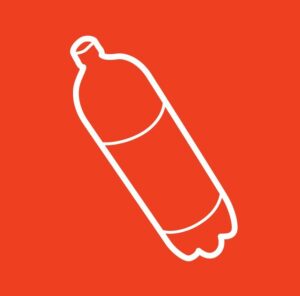 white outline image of a plastic bottle on a red background