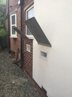 Outside bin holes with flaps open