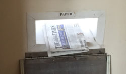 Hole in wall for paper recycling