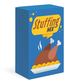 stuffing mix in cardboard box