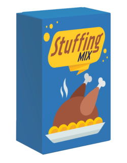 stuffing mix in cardboard box