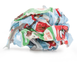 scrunched up wrapping paper