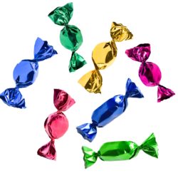 sweets in plastic wrappers
