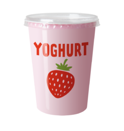 a plastic yoghurt pot