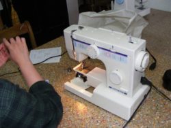 a sewing machine being repaired and upcycled