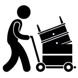 Person moving waste icon