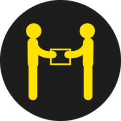 Person passing box to another person icon