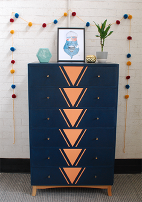 Tread Softly Upcycled Geometric Design Chest of Drawers