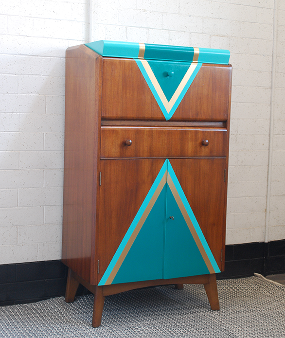 Tread Softly Upcycled Geometric Pattern Cabinet