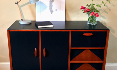 Tread Softly Upcycled Wood Painted Black Sideboard
