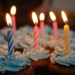 Cupcakes with lit candles