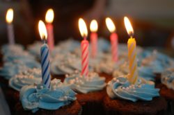 Cupcakes with lit candles