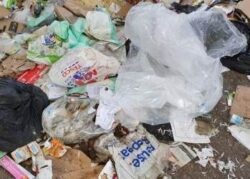 Plastic packaging mixed in with paper and card recycling
