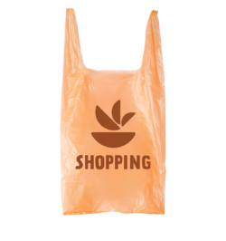Orange plastic shopping bag