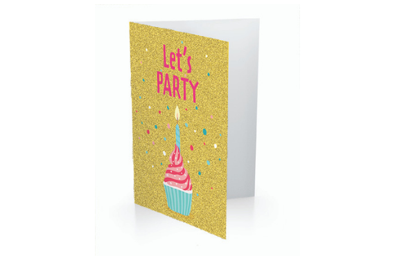Greetings card with glitter on it