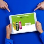 four hands pointing to tablet with question one of quiz