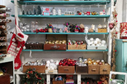Shelves with Christmas decorations