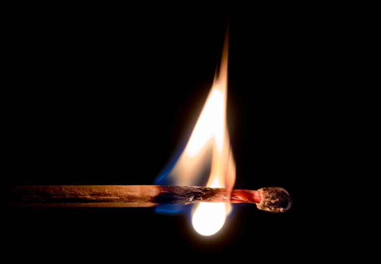 close up of a lit match