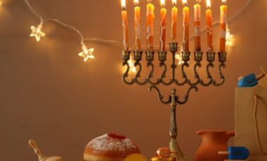 Menorah lit for Chanukah