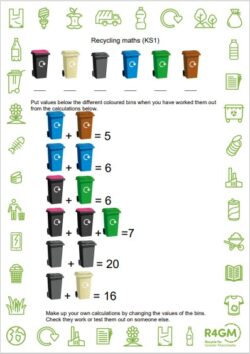 Recycling maths puzzle for KS1 students