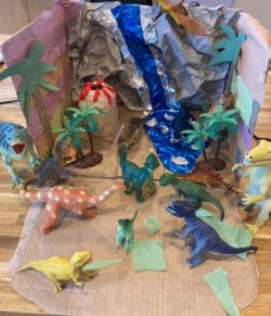 Dino land made out of recycled materials
