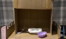 Fort made out of recycled materials and cardboard