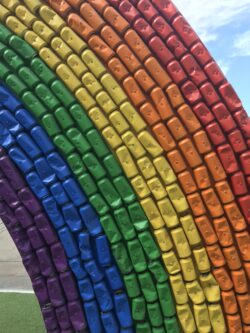 rainbow made from aluminium cans
