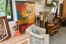 an armchair and art in a renew shop