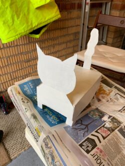 cat made out of a shoebox