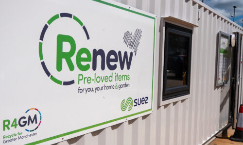 Renew sign on the side of a shop
