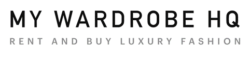 My wardrobe HQ logo with sub heading rent and buy luxury fashion.