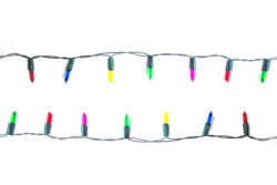 String of Christmas lights decoration isolated on white background