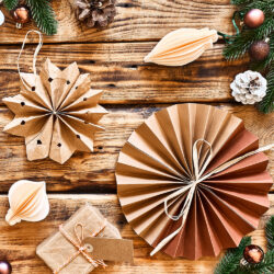 image of sustainable paper and card Christmas decorations.