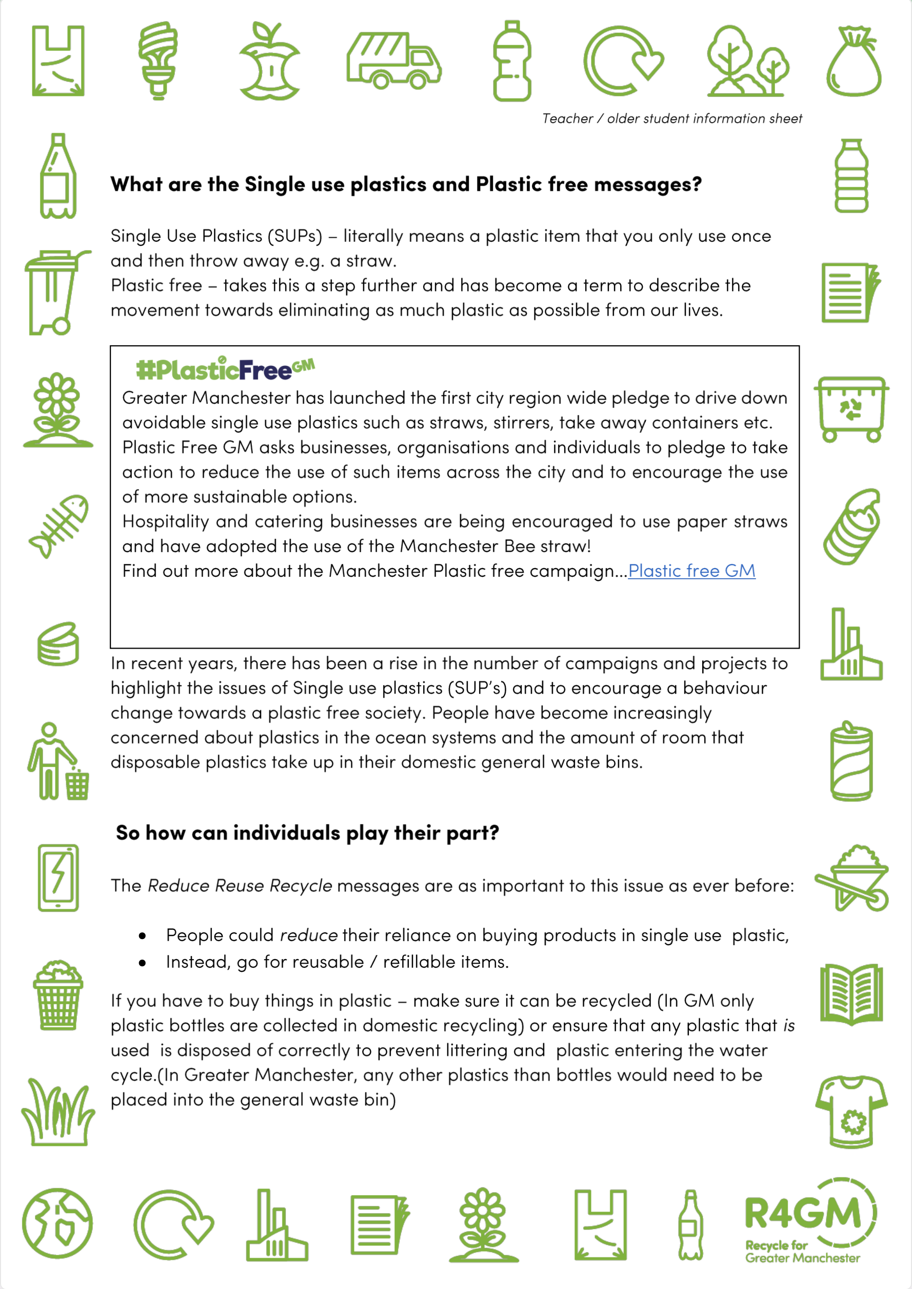 Plastic Free and Single use plastics | Recycle for Greater Manchester