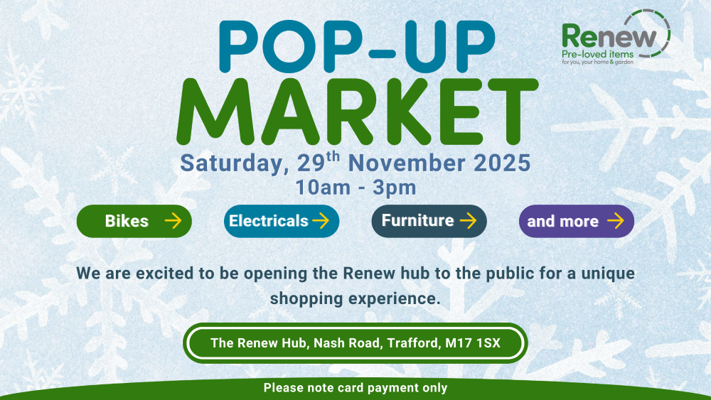 pop up market poster Saturday 29th November 2025 bike, electricals, furniture and more