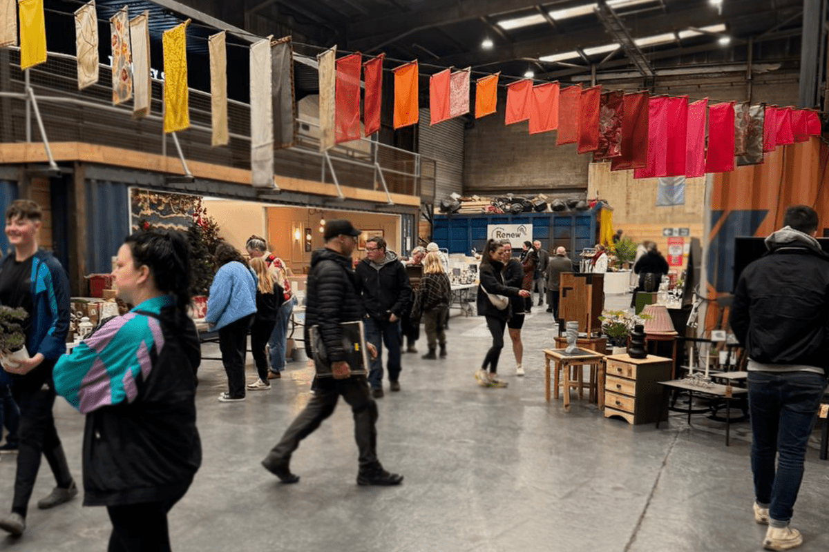 Residents shopping at a Renew Hub market