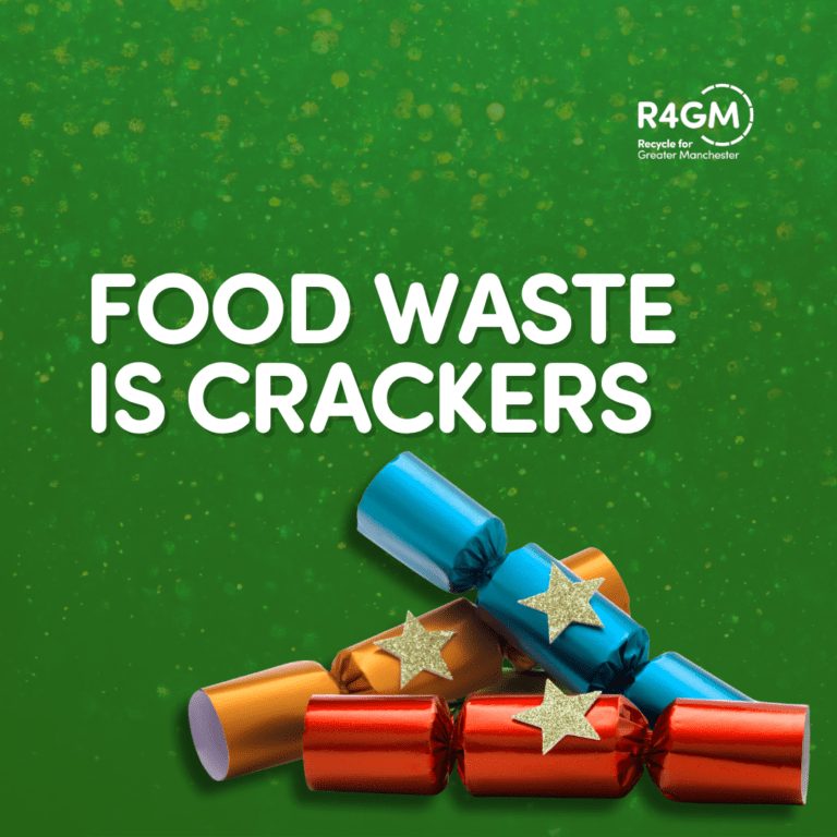 Food waste is crackers, pile of paper Christmas crackers